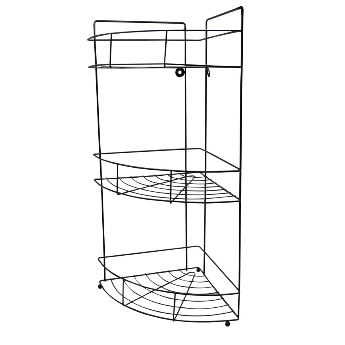 Ankor Γωνιακή Ραφιέρα Μπάνιου Μεταλλική 3 Θέσεων Μαύρο Ματ