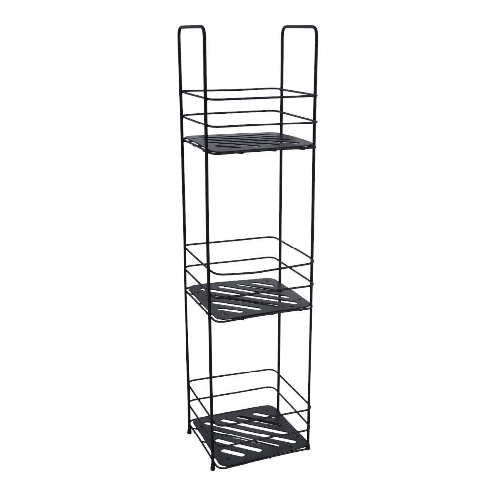 Ankor Ραφιέρα Μπάνιου Μεταλλική 3 Θέσεων Μαύρο 