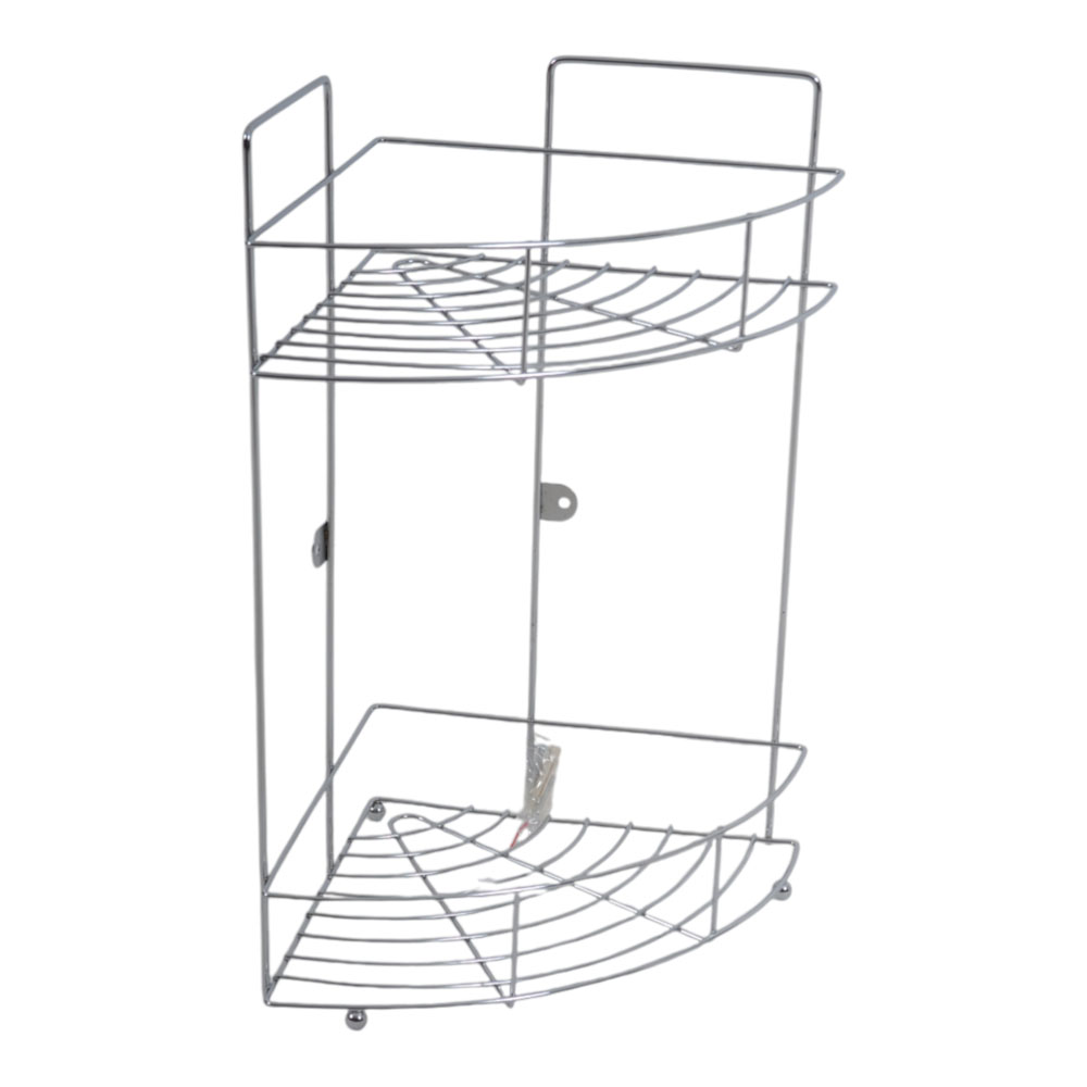 Ankor Γωνιακή Ραφιέρα Μπάνιου Μεταλλική 2 Θέσεων Ασημί