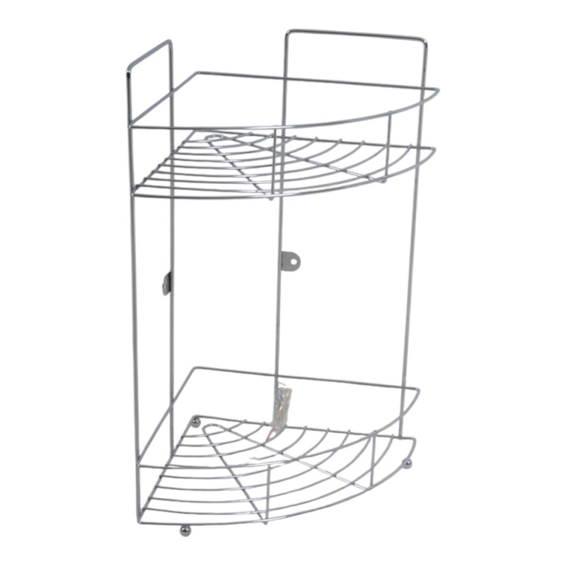 Ankor Γωνιακή Ραφιέρα Μπάνιου Μεταλλική 2 Θέσεων Ασημί