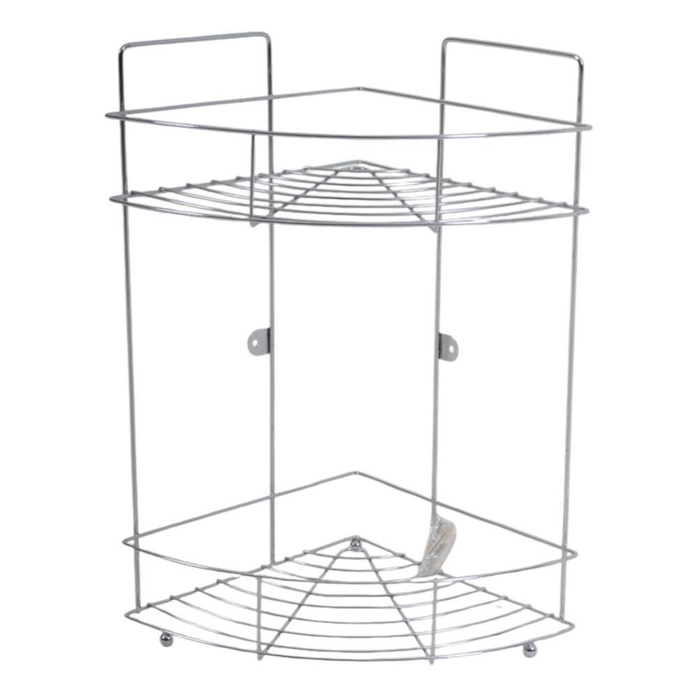 Ankor Γωνιακή Ραφιέρα Μπάνιου Μεταλλική 2 Θέσεων Ασημί