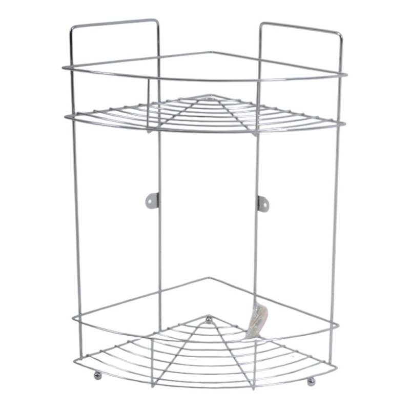 Ankor Γωνιακή Ραφιέρα Μπάνιου Μεταλλική 2 Θέσεων Ασημί