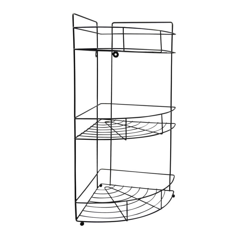 Ankor Γωνιακή Ραφιέρα Μπάνιου Μεταλλική 3 Θέσεων Μαύρο Ματ