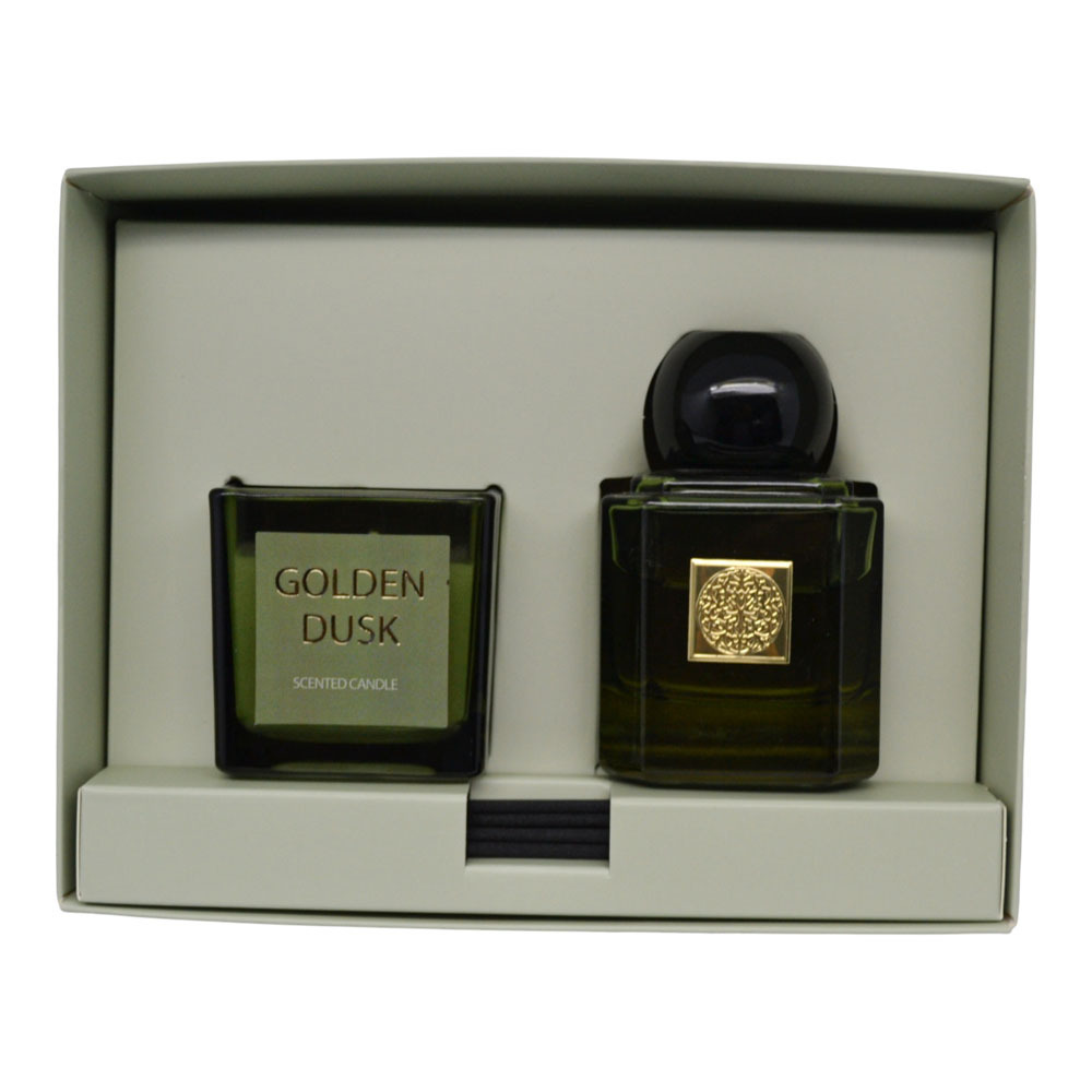 Ankor Golden Dusk Σετ Premium Αρωματικό Χώρου 80ml με Sticks & Αρωματικό Κερί Πολυτελείας