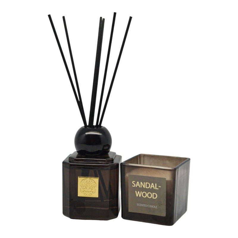 Ankor Sandalwood Σετ Premium Αρωματικό Χώρου 80ml με Sticks & Αρωματικό Κερί Πολυτελείας