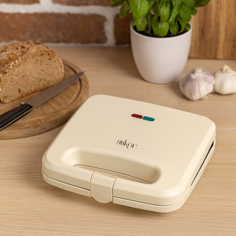Ankor Beige Τοστιέρα 750W 2 Θέσεων με Αντικολλητικές Πλάκες 834389