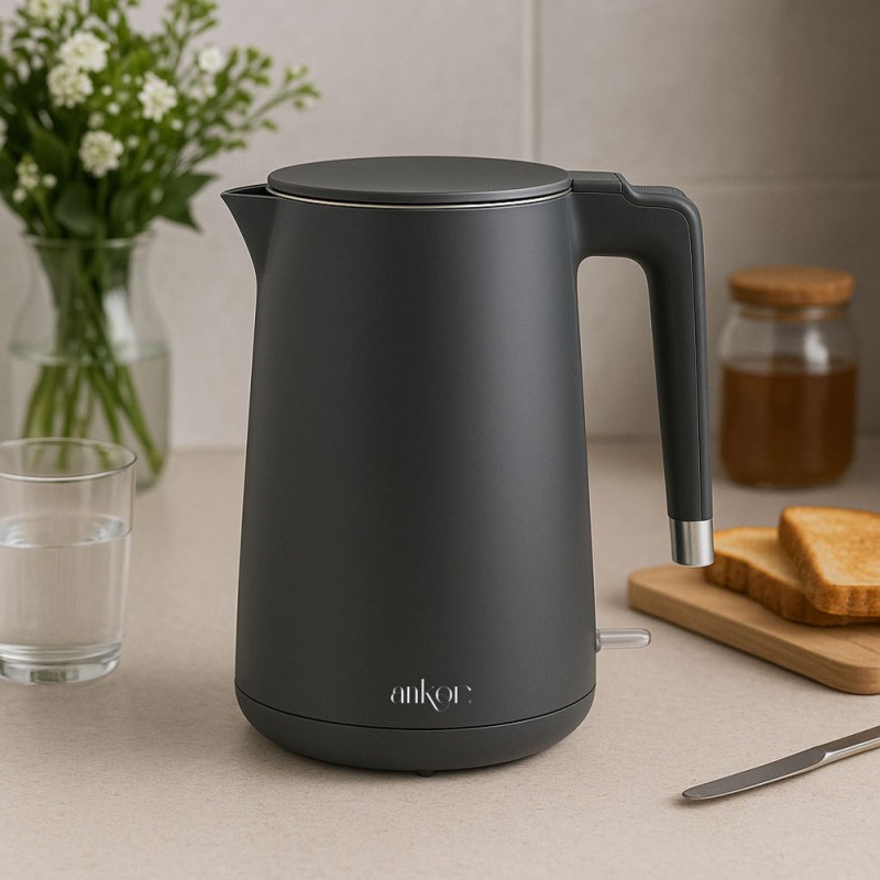 Ankor Mat Grey Βραστήρας 2200W Πλαστικός Χωρητικότητας 1.7lt