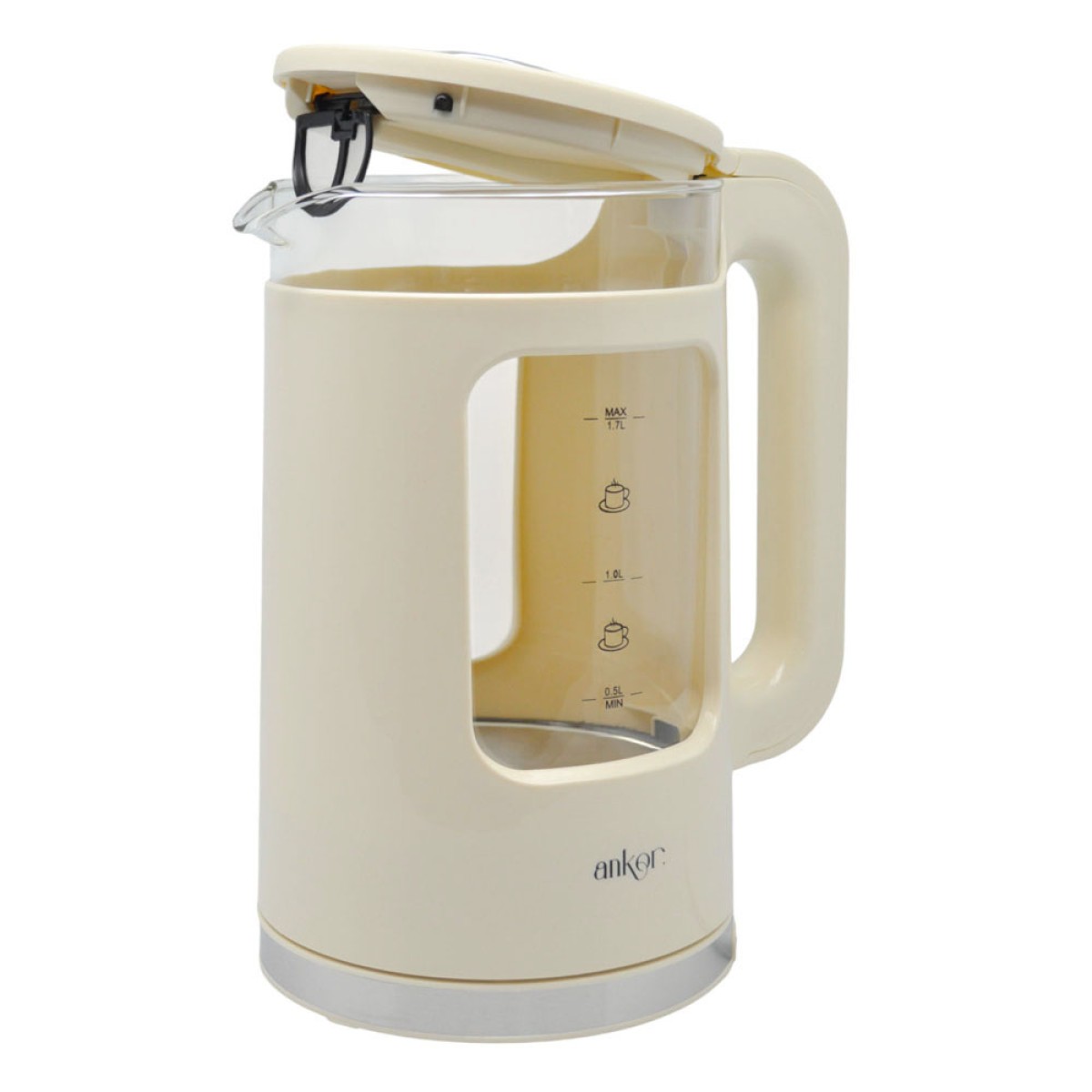 Ankor Beige Βραστήρας 2200W Cool Touch από Πυρίμαχο Γυαλί με Διπλό Τοίχωμα 1.7lt