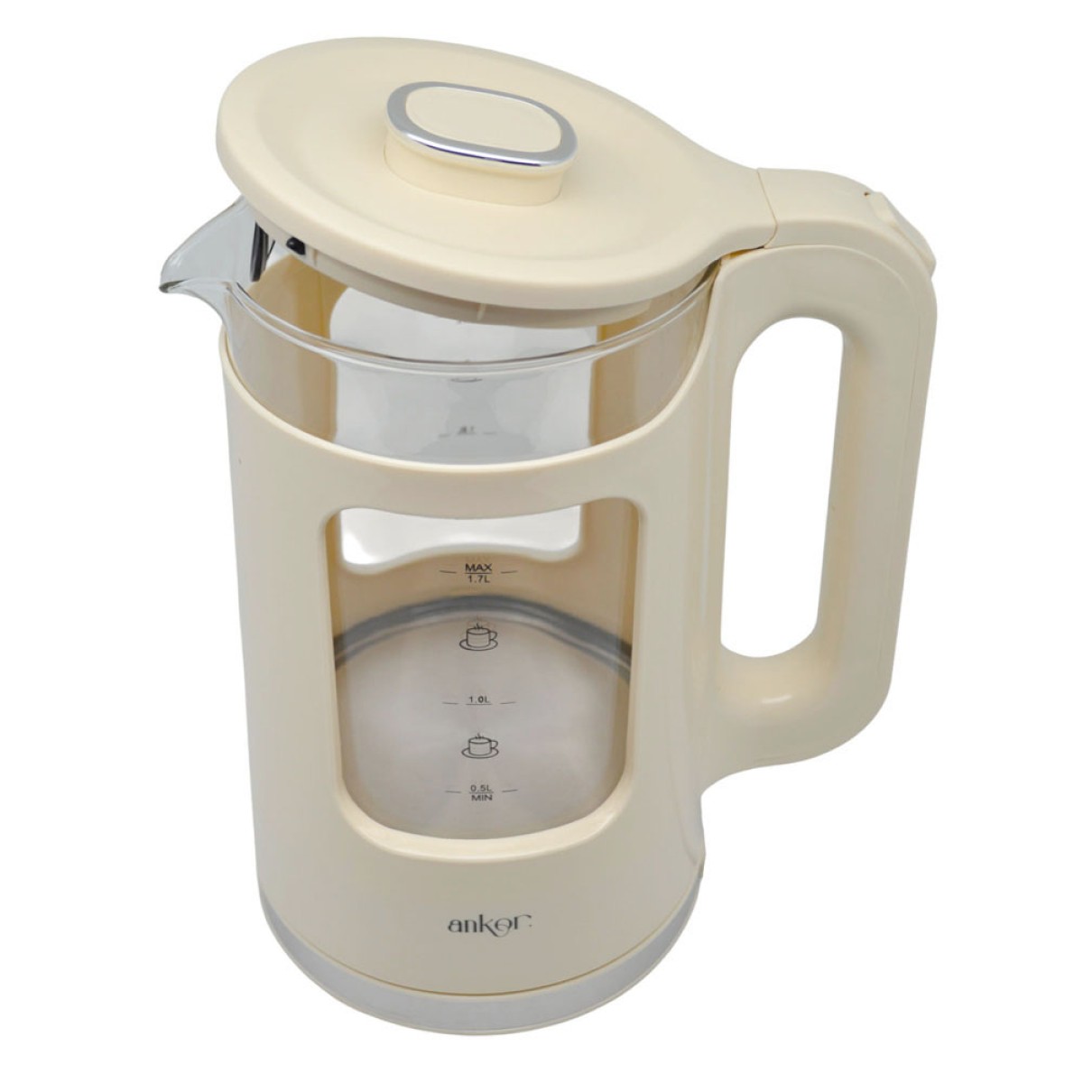 Ankor Beige Βραστήρας 2200W Cool Touch από Πυρίμαχο Γυαλί με Διπλό Τοίχωμα 1.7lt