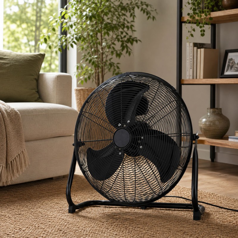 Ανεμιστήρας Δαπέδου 100W Μαύρος High Velocity με Πτερύγια Αλουμινίου 45cm & Ρυθμιζόμενη Κλίση