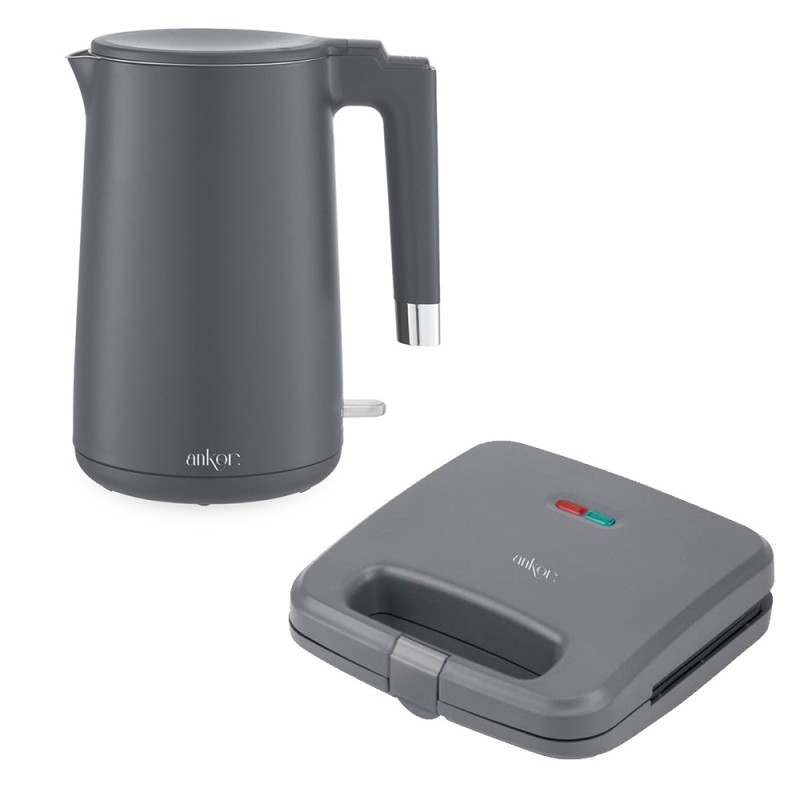 Ankor Grey Σετ Συσκευών Κουζίνας 2τμχ – Βραστήρας 2200W Cool Touch & Τοστιέρα 750W