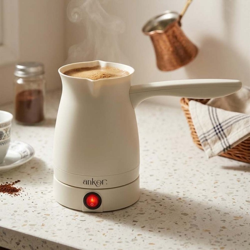 Ankor Beige Comfort Σετ 2 Τεμαχίων – Γκριλιέρα 1300W με Αντικολλητικές Πλάκες & Ηλεκτρικό Μπρίκι 400ml 1000W
