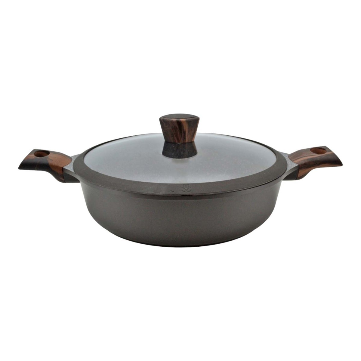 Ankor Stone Ρηχή Κατσαρόλα Αλουμινίου N.28 με Επίστρωση Πέτρας & Γυάλινο Καπάκι με Σιλικόνη