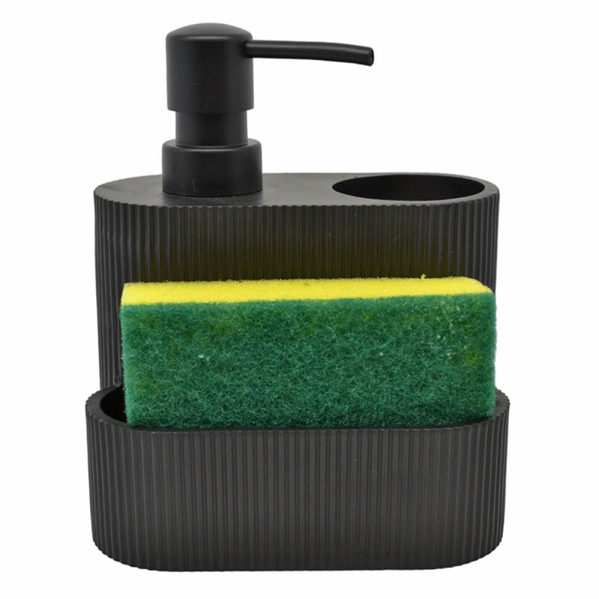 Δοχείο Υγρού Πιάτων με Θήκη για Σφουγγάρι & Βούρτσα Sidirela Black E-8355-46