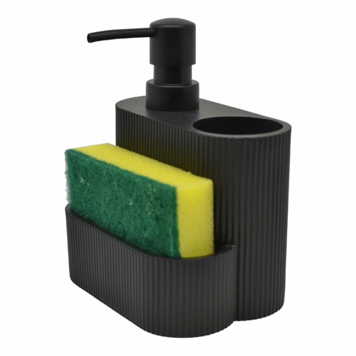 Δοχείο Υγρού Πιάτων με Θήκη για Σφουγγάρι & Βούρτσα Sidirela Black E-8355-46