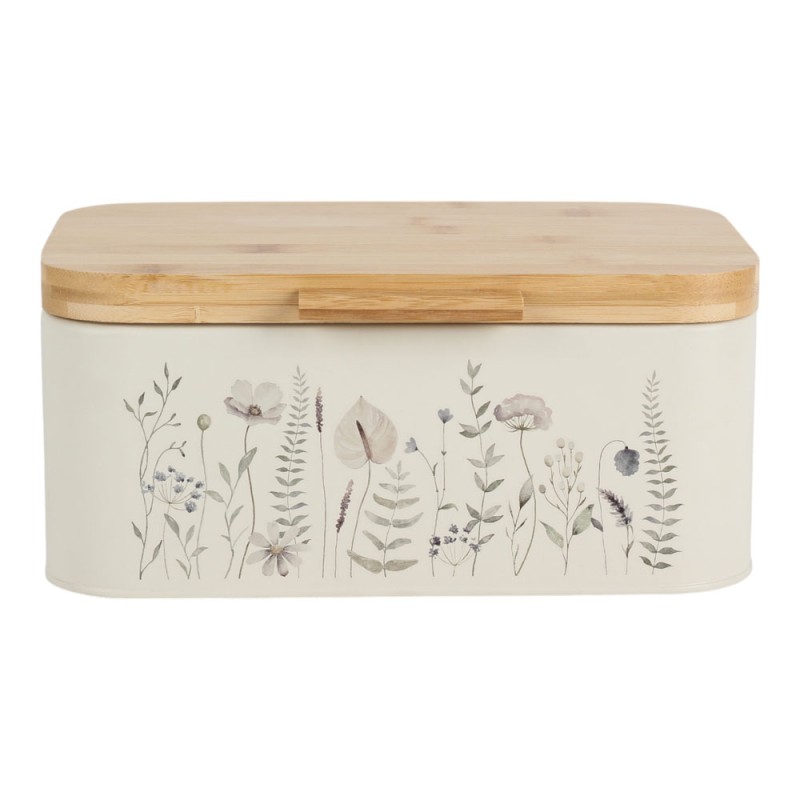 Ψωμιέρα Μεταλλική (30x19.8x13.4) με Καπάκι Bamboo Ankor Flowers Beige 845286
