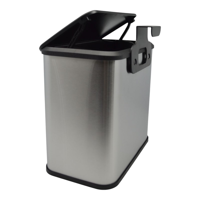 Κάδος Απορριμμάτων 5lt Inox με Γάντζο Ανάρτησης για Ντουλάπι & Καπάκι Διπλής Κατεύθυνσης