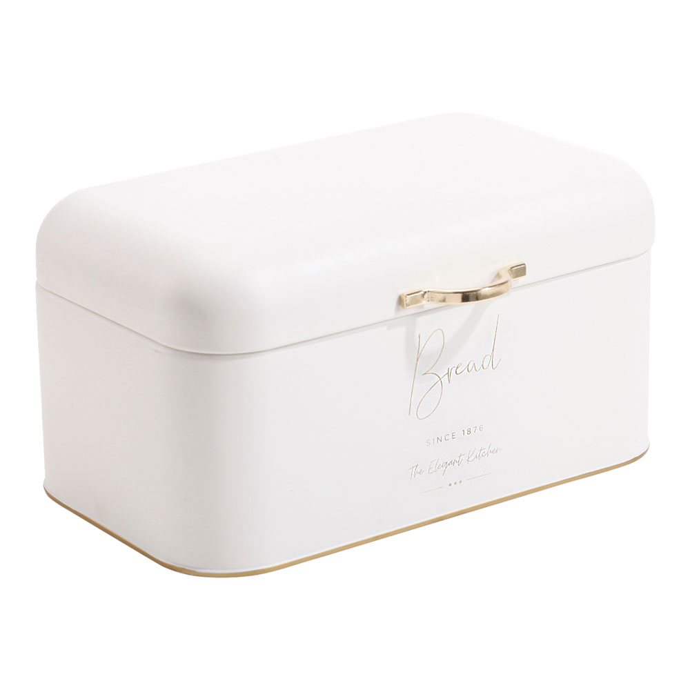 Ψωμιέρα (30x18x16) Μεταλλική Λευκή με Χρυσές Λεπτομέρειες Ankor Bread