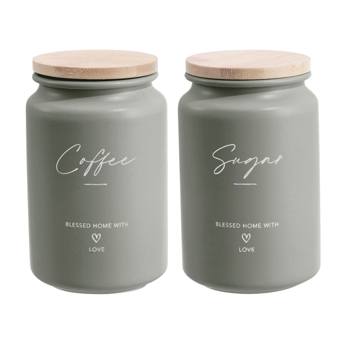 Ankor Olive Σετ Ψωμιέρα & 2 Βαζάκια Coffee – Sugar Μεταλλικά με Καπάκι Bamboo