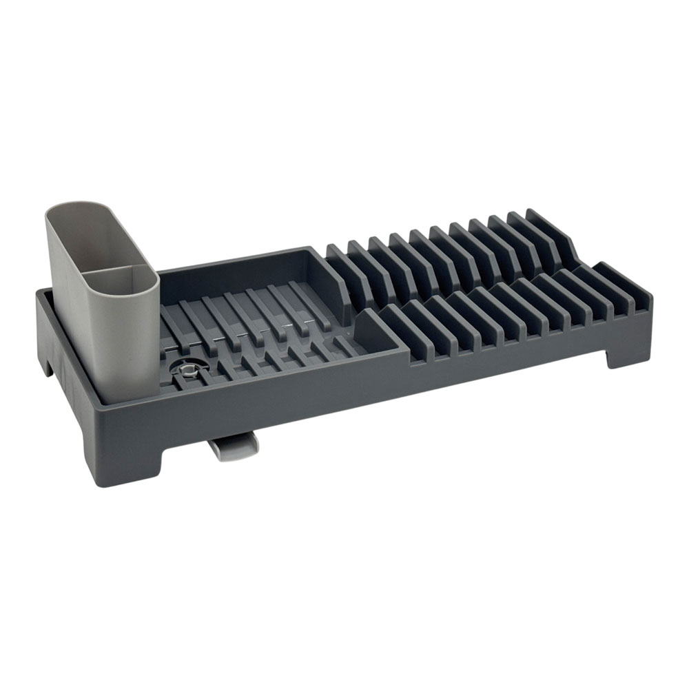 Ankor Πλαστική Πιατοθήκη (19x46x13.5) Γκρι – Με Στόμιο Αποστράγγισης & Κουταλοθήκη