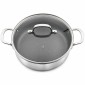 Ankor Dmond Tri-Ply Ρηχή Ανοξείδωτη Υβριδική Κατσαρόλα 28cm με Αντικολλητικό Εξάγωνο Laser Μοτίβο & Γυάλινο Καπάκι