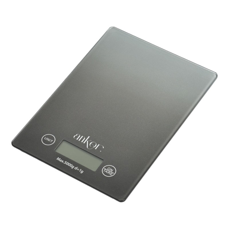Ankor Grey Ηλεκτρονική Ζυγαριά Κουζίνας 5kg Γυάλινη