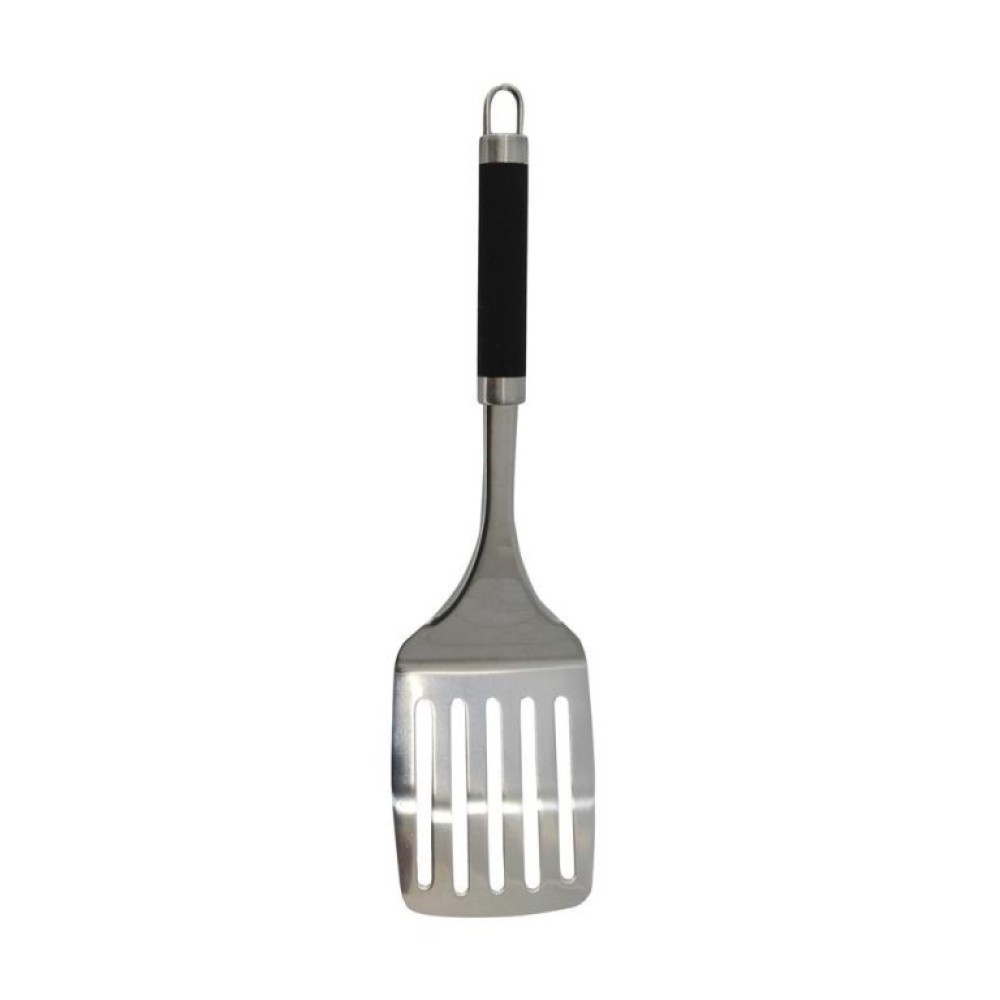 Ανοξείδωτη Σπάτουλα Σερβιρίσματος INOX 30x9cm με Μαύρη Εργονομική & Αντιολισθητική Λαβή TPR