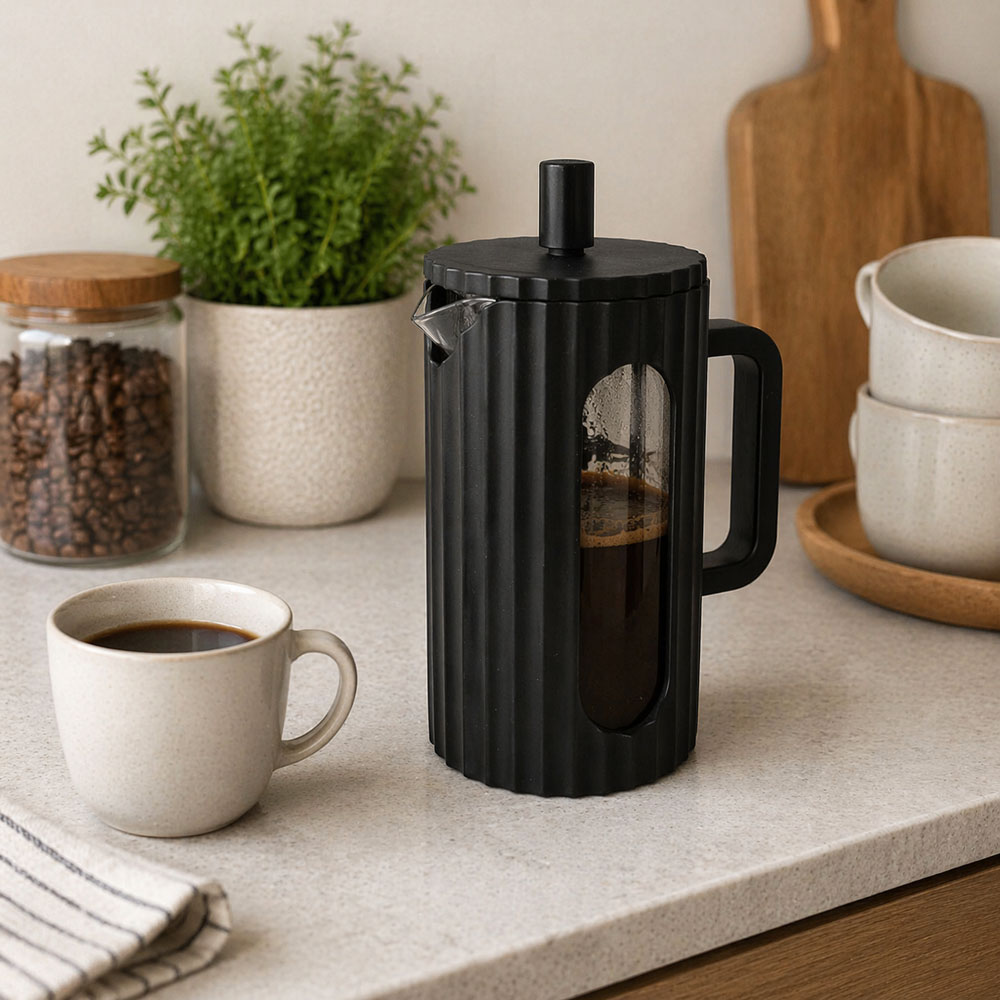 Ankor Καφετιέρα Γαλλικού Χειρός με Πρέσα 600ml από Βοριοπυριτικό Γυαλί & Μαύρο Περίβλημα