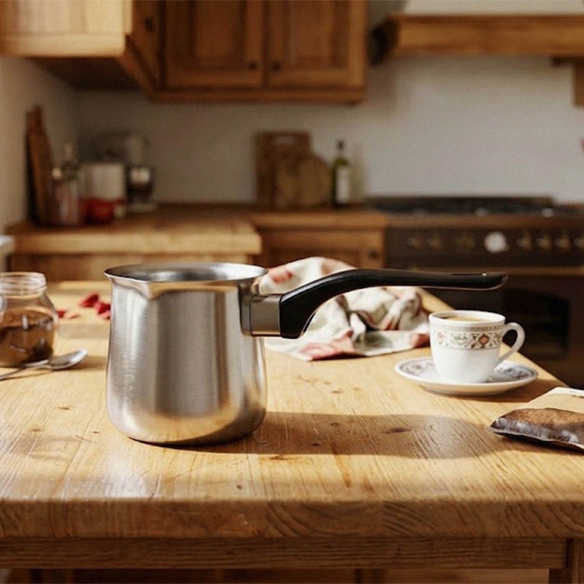 Μπρίκι 360ml Ανοξείδωτο με Αντιθερμική Λαβή Βακελίτη