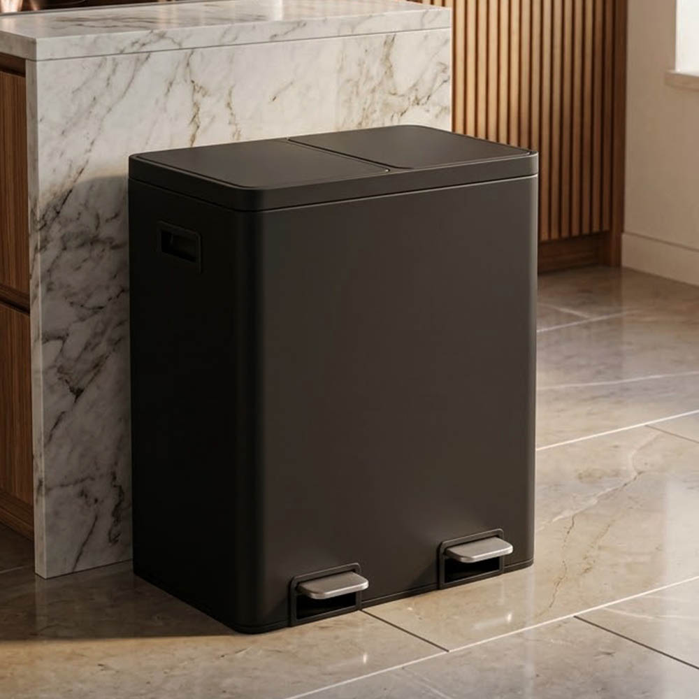 Ankor Double Black Κάδος Απορριμμάτων & Ανακύκλωσης Διπλός 40Lt (2x20Lt) Soft Close