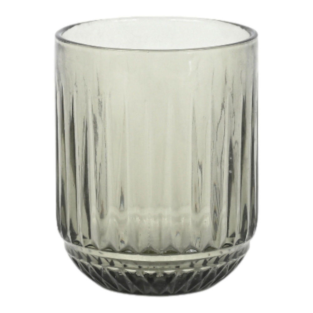 Vintage Style Σετ 6 Ποτήρια Γυάλινα 260ml Πράσινα με Ανάγλυφη Διακόσμηση