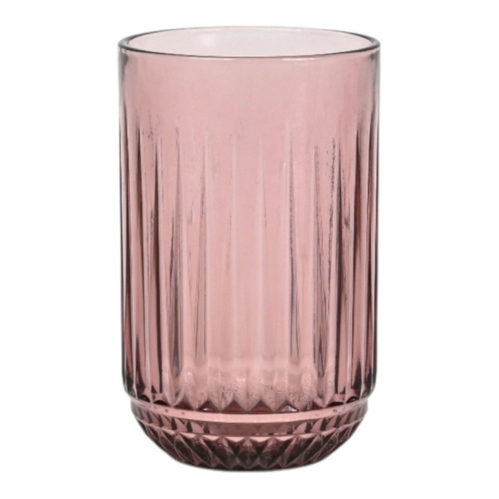 Vintage Style Σετ 6 Ποτήρια Σωλήνας Γυάλινα 410ml Μωβ με Ανάγλυφη Διακόσμηση