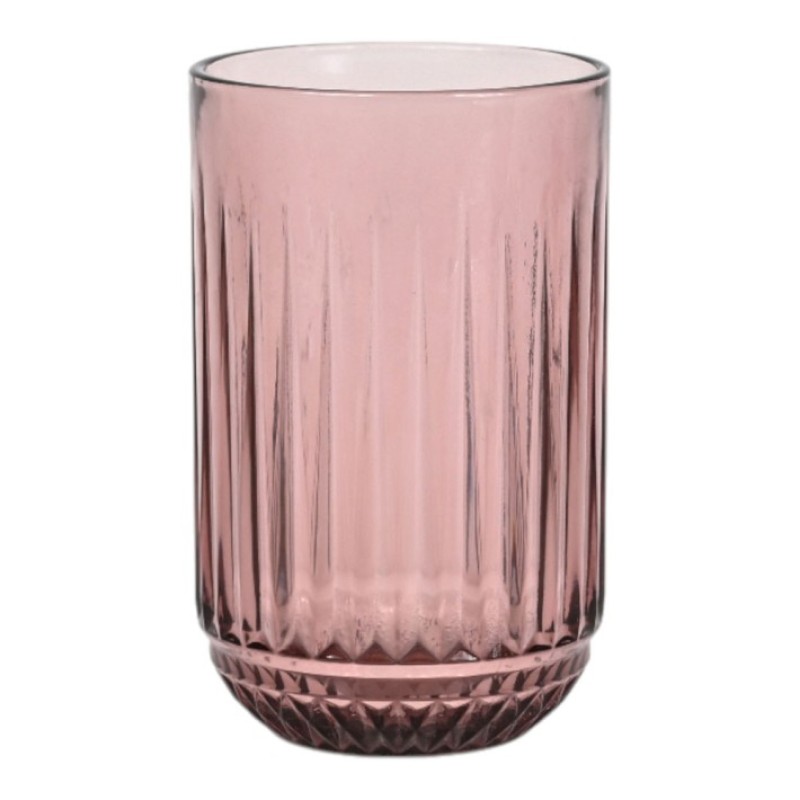 Vintage Style Σετ 6 Ποτήρια Σωλήνας Γυάλινα 410ml Μωβ με Ανάγλυφη Διακόσμηση