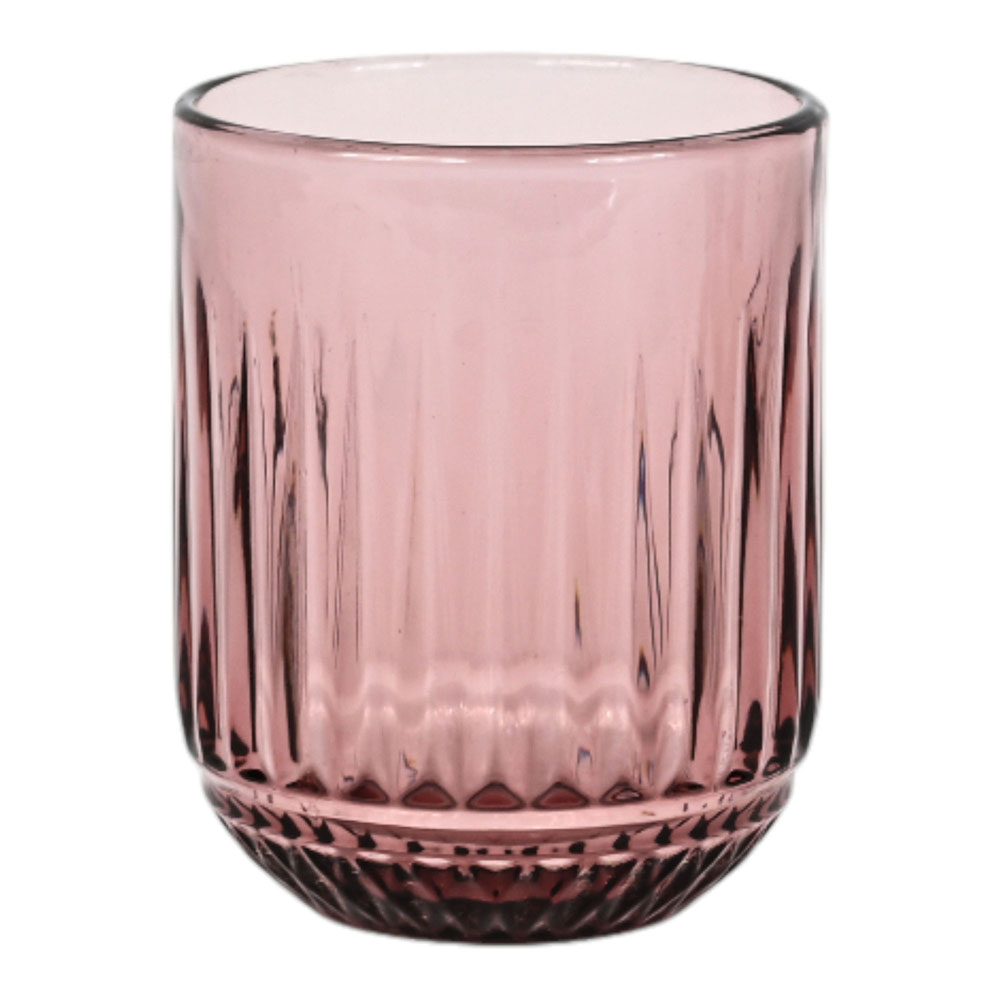 Vintage Style Σετ 6 Ποτήρια Γυάλινα 260ml Μωβ με Ανάγλυφη Διακόσμηση