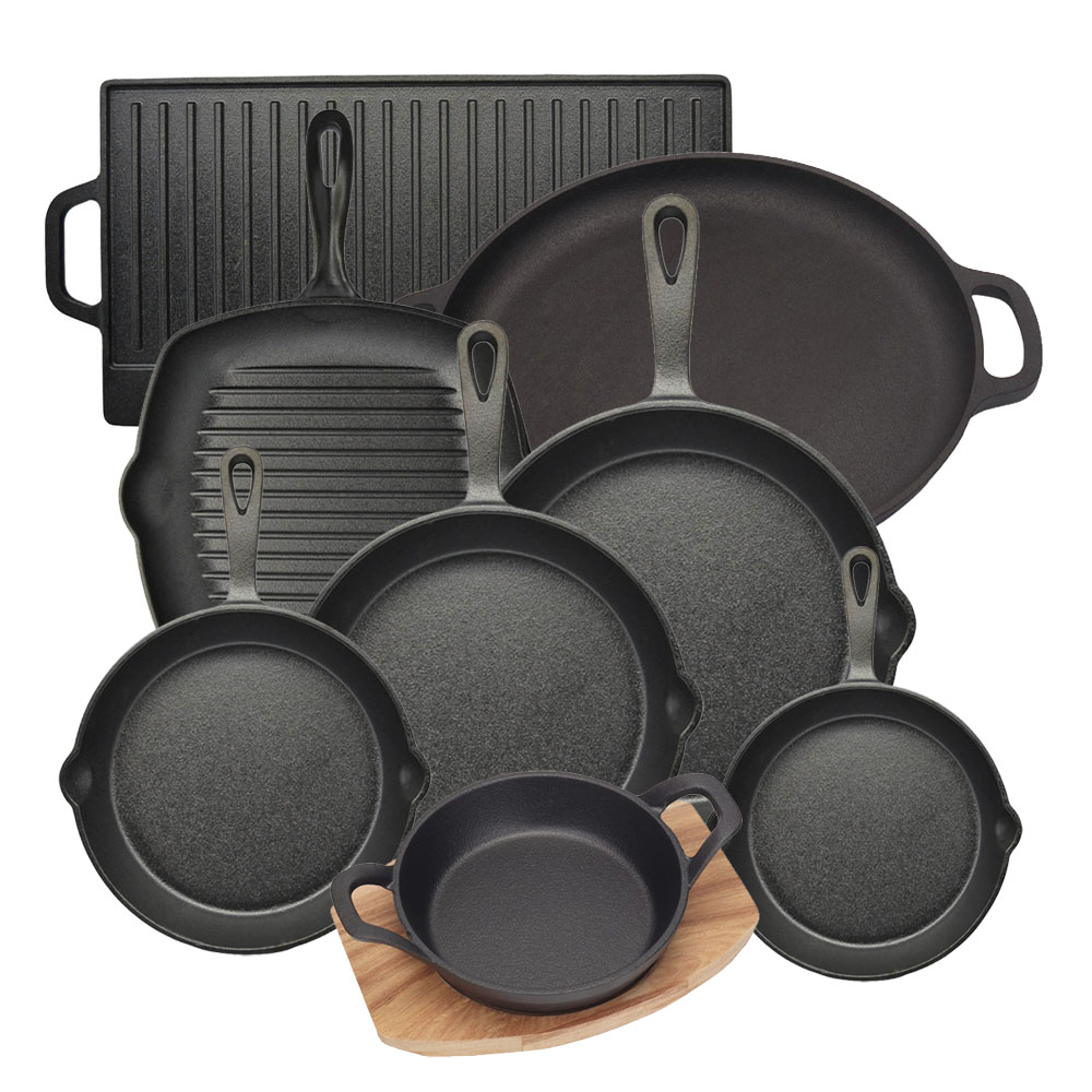 Ankor Premium Ολοκληρωμένο Σετ Μαντεμένια Σκεύη 8τμχ - Pre-Seasoned για Κουζίνα, BBQ & Φούρνο