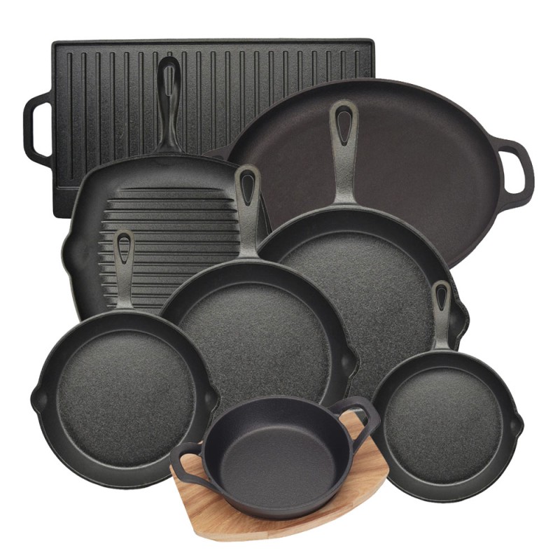 Ankor Premium Ολοκληρωμένο Σετ Μαντεμένια Σκεύη 8τμχ - Pre-Seasoned για Κουζίνα, BBQ & Φούρνο