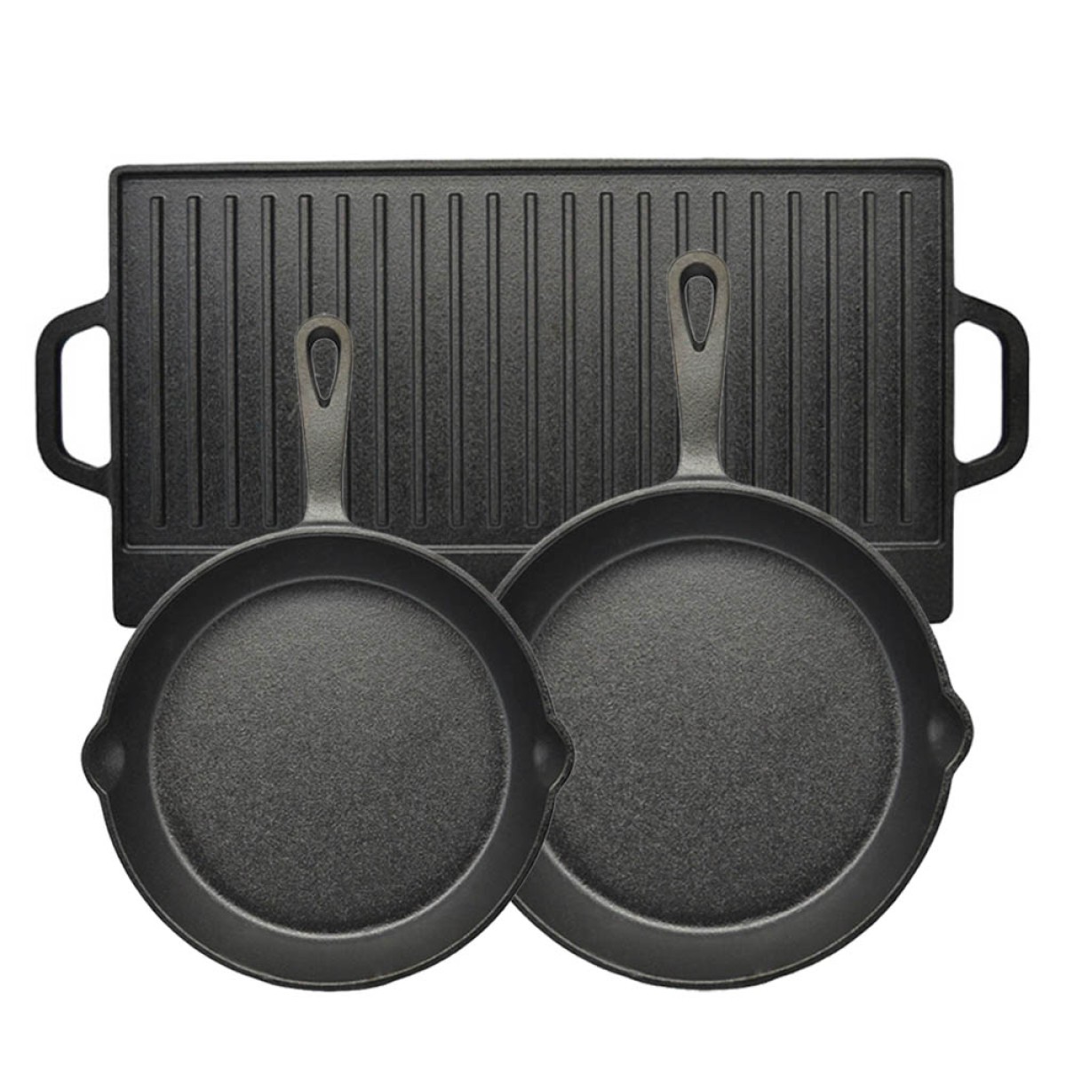 Ankor Premium Σετ Μαντεμένια Σκεύη 3τμχ – Πλάκα Διπλής Όψης, Τηγάνι Ν.30 & Τηγάνι Ν.26