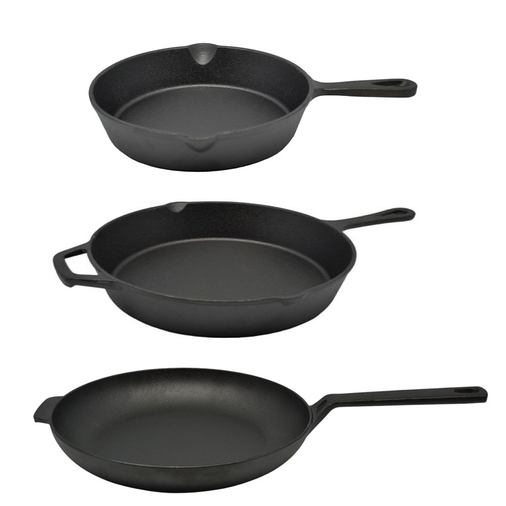 Ankor Premium Σετ Μαντεμένια Τηγάνια 3τμχ (20-26-28cm) – Κατάλληλα για Όλες τις Εστίες, BBQ & Φούρνο