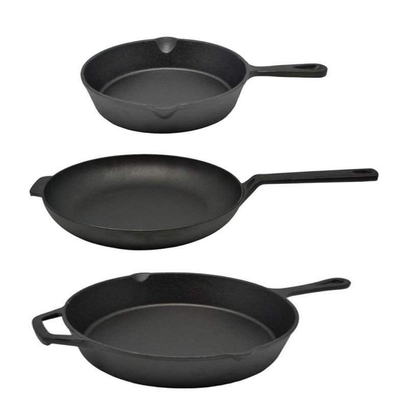 Ankor Premium Σετ Μαντεμένια Τηγάνια 3τμχ (20-28-30cm) – Κατάλληλα για Όλες τις Εστίες, BBQ & Φούρνο