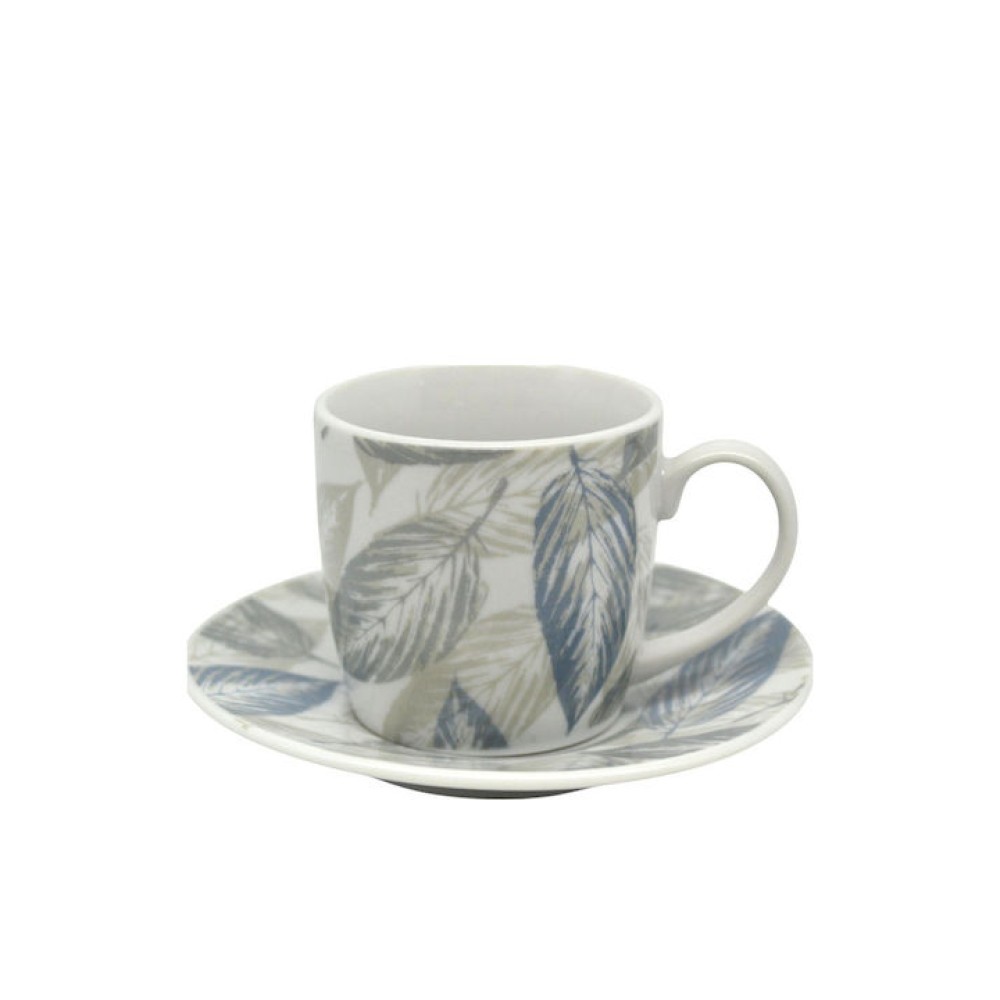 Ankor Σετ 6 Φλιτζάνια Καφέ από Πορσελάνη Γκρι 110ml 