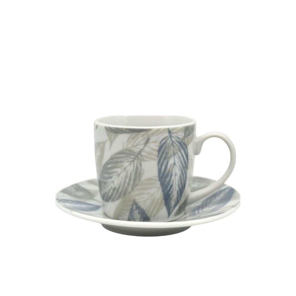 Ankor Σετ 6 Φλιτζάνια Καφέ από Πορσελάνη Γκρι 110ml 