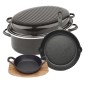 Premium Σετ 3 Σκεύη Μαγειρικής - Γάστρα Ν.42 Εμαγιέ Αντικολλητική, Μαντεμένιο Σαγανάκι Ν.18 & Μαντεμένιο Τηγάνι Ν.26