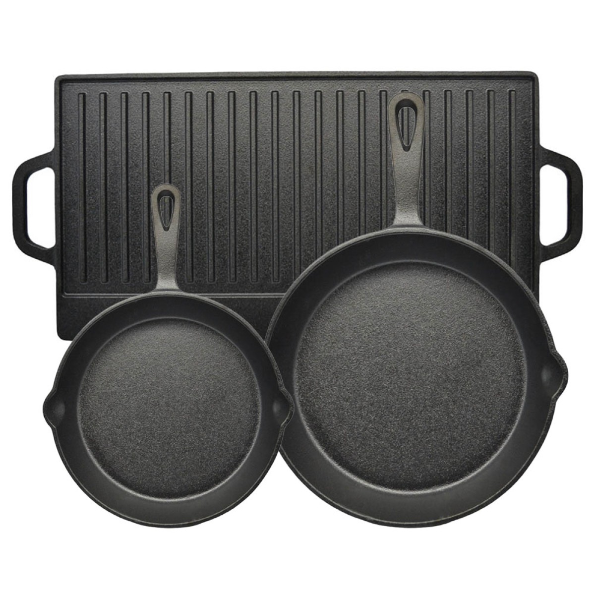 Ankor Premium Σετ Μαντεμένια Σκεύη 3τμχ – Πλάκα Διπλής Όψης, Τηγάνι Ν.20 & Τηγάνι Ν.26