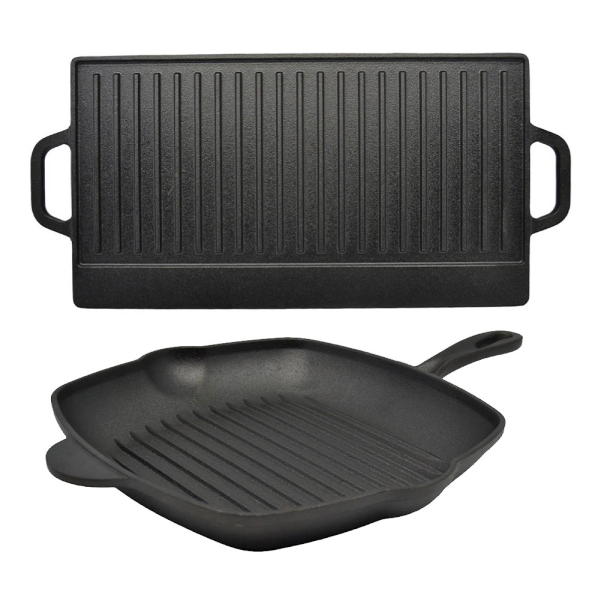 Ankor Premium Σετ Μαντεμένια Πλάκα Ψησίματος Διπλής Όψης & Γκριλιέρα Ν.28 - Cast Iron για BBQ & Όλες τις Εστίες