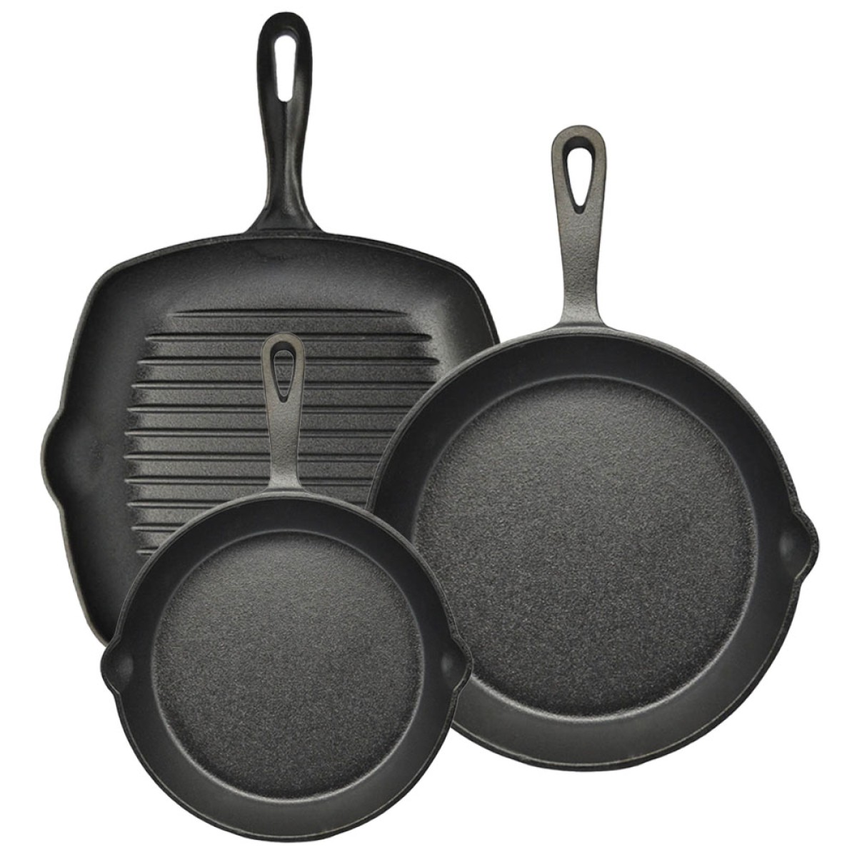 Ankor Premium Σετ Μαντεμένια Σκεύη 3τμχ – Γκριλιέρα N.28, Τηγάνι Ν.20 & Τηγάνι Ν.26