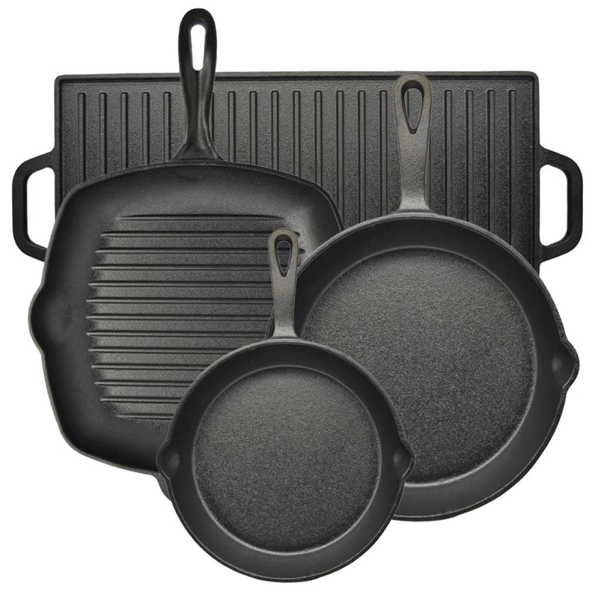 Ankor Premium Σετ Μαντεμένια Σκεύη 4τμχ – Γκριλιέρα N.28, Τηγάνι Ν.20, Τηγάνι Ν.26 & Πλάκα Διπλής Όψης