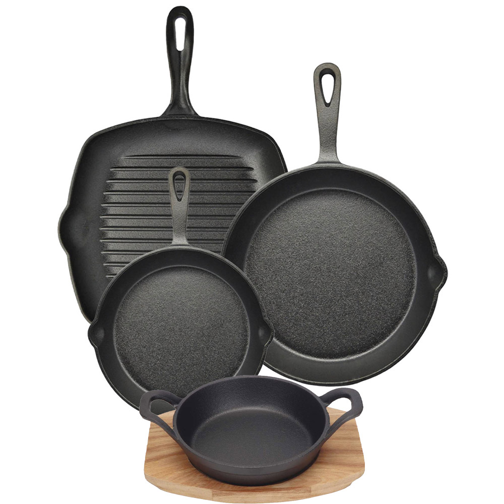 Ankor Premium Σετ Μαντεμένια Σκεύη 4τμχ – Γκριλιέρα N.28, Τηγάνι Ν.20, Τηγάνι Ν.26 & Σαγανάκι Ν.16