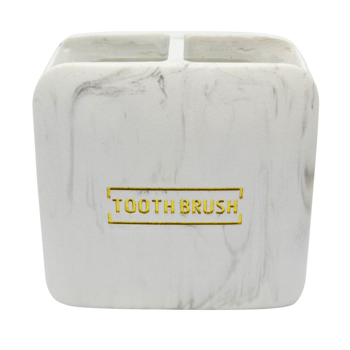Ποτήρι Οδοντόβουρτσας (10.5x6.5x10) Πολυεστερικό με εφέ μαρμάρου σε λευκό χρώμα Sidirela Marble E-8129-50