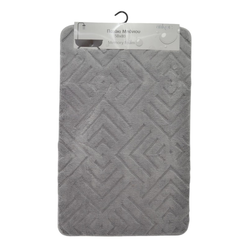 Πατάκι Μπάνιου (50x80) Αντιολισθητικό Ankor Memory Foam Grey 843343