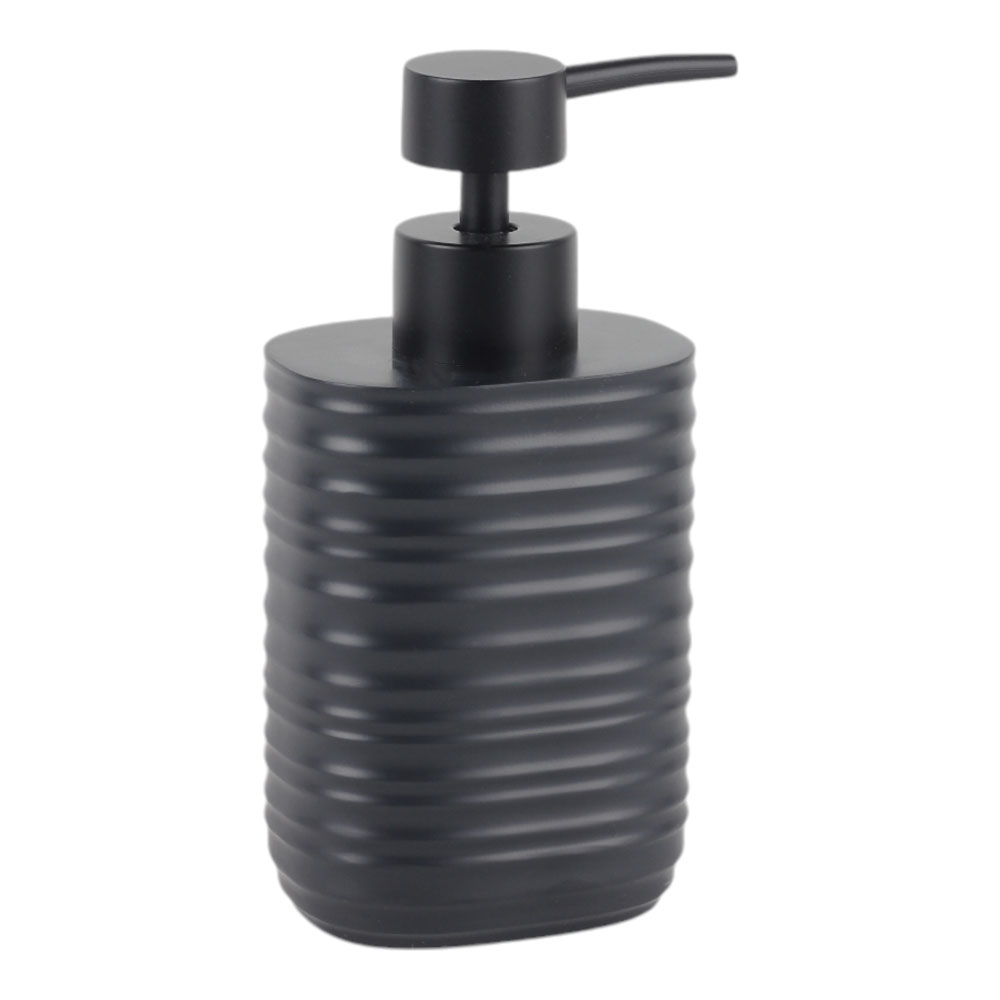 Ankor Dark Grey Δοχείο Κρεμοσάπουνου (8.1x8.1x16.9) Ριγέ Πολυεστερικό